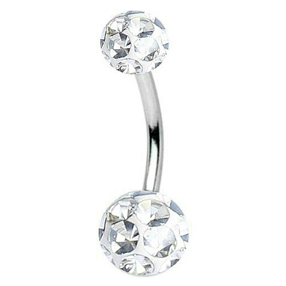 6MM-12MM STAB FERIDO BAUCHNABELPIERCING BAUCHNABEL KLAR KUGEL KRISTALL PIERCING