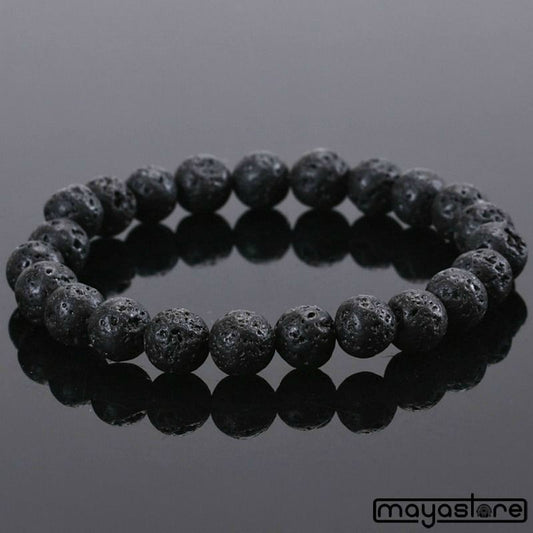 BUDDHA ARMBAND NATUR STEIN LAVA SCHWARZ ARMBÄNDER ARMKETTE BRACELET STONE BEADS PERLEN