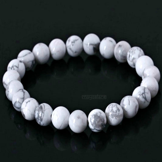 BUDDHA ARMBAND NATUR STEIN HOWLITH WEIß ARMBÄNDER ARMKETTE BRACELET STONE BEADS PERLEN