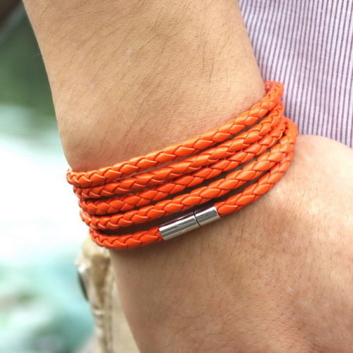 ORANGE LEDER ARMBAND