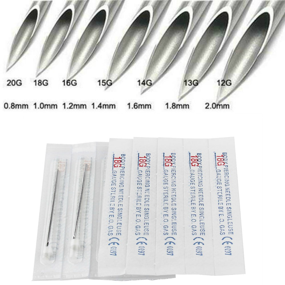 5 STÜCK STERILE PIERCING NEEDLES NADELN NADEL 0,8MM-3,2MM 8G 10G 12G 13G 14G 16G 18G 20G