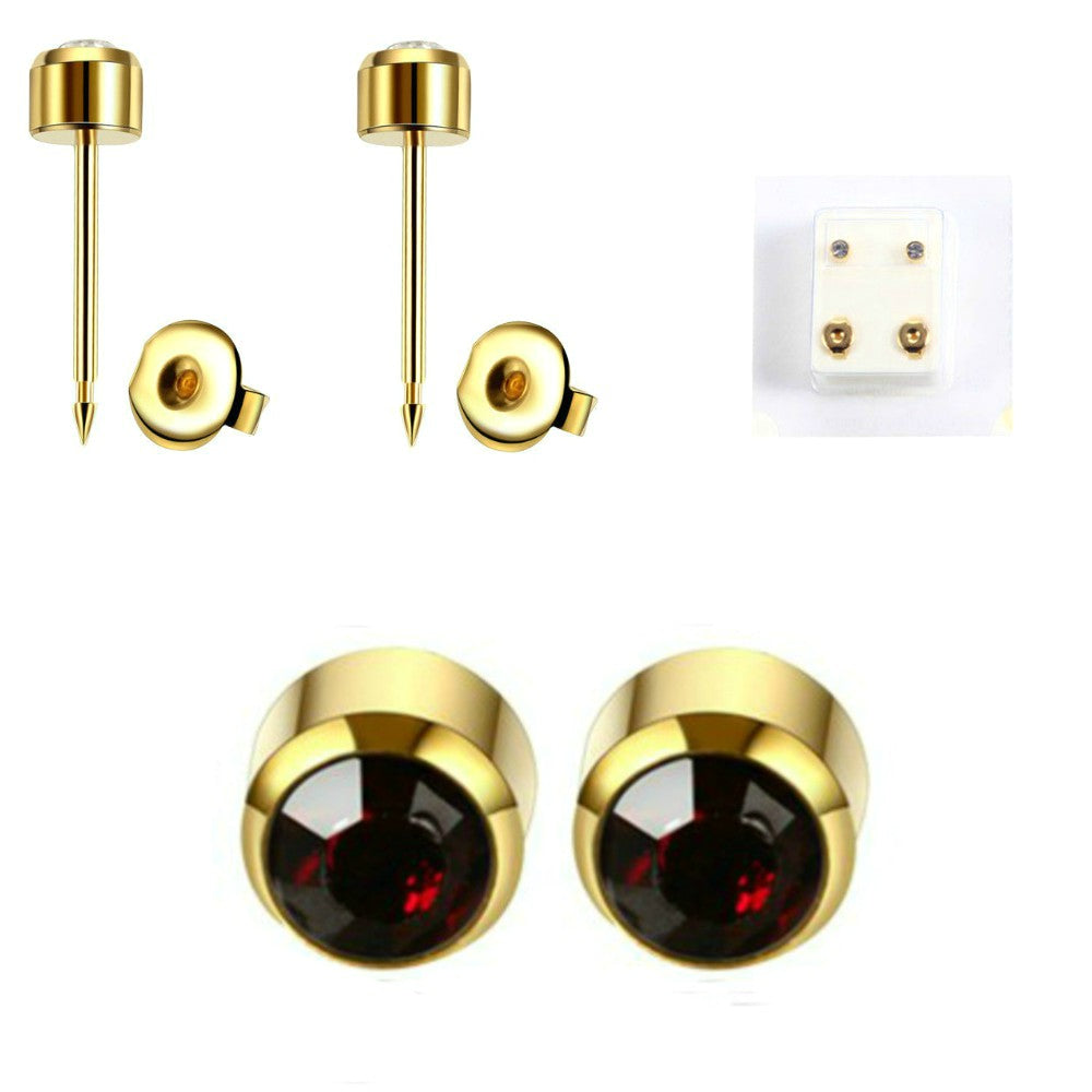 1 PAAR MEDIZINISCHE OHRSTECKER GESUNDHEITSSTECKER OHRRING OHRRINGE STEIN GOLD