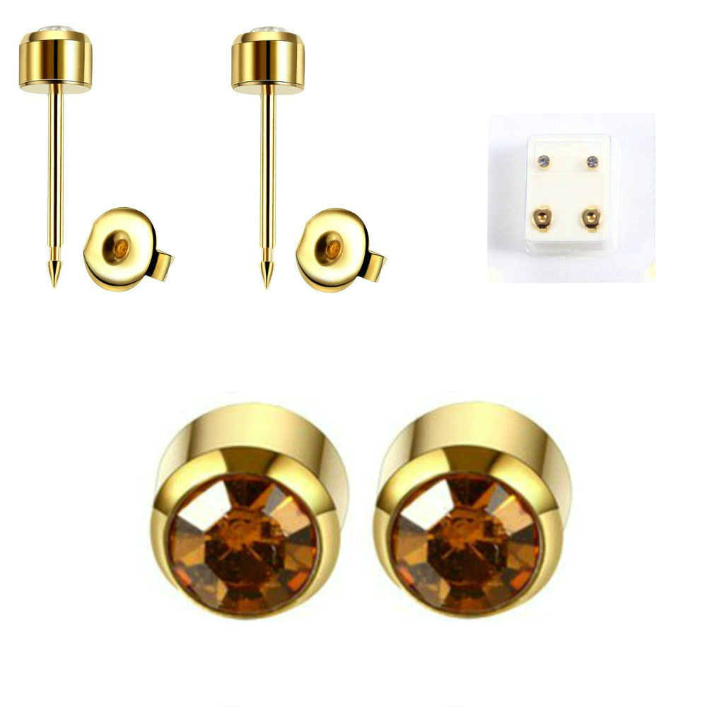 1 PAAR MEDIZINISCHE OHRSTECKER GESUNDHEITSSTECKER OHRRING OHRRINGE STEIN GOLD