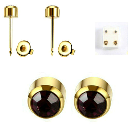 1 PAAR MEDIZINISCHE OHRSTECKER GESUNDHEITSSTECKER OHRRING OHRRINGE STEIN GOLD LILA