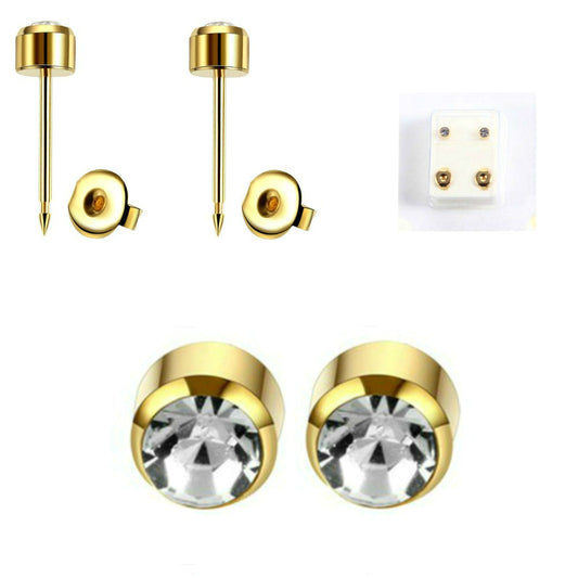 1 PAAR MEDIZINISCHE OHRSTECKER GESUNDHEITSSTECKER OHRRING OHRRINGE STEIN GOLD KLAR