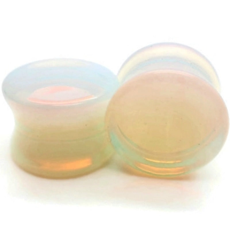 4MM-16MM STEIN OHR PLUG TUNNEL SADDLE OHSTECKER STONE OPALITH OPALITE PLUGS