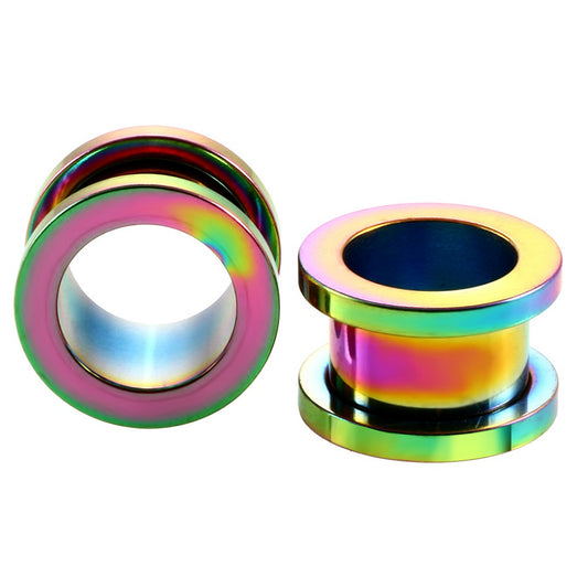 1,2MM-20MM OHR TUNNEL MEHRFARBIG PIERCING PLUG SCHRAUB RAINBOW EDELSTAHL SCREW FLESH