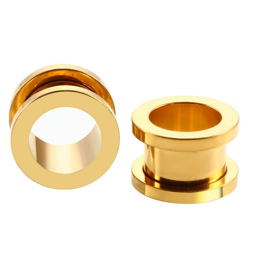 1,2MM-25MM OHR TUNNEL GOLD PIERCING PLUG SCHRAUB EDELSTAHL SCREW FLESH